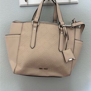 Nine West Beige Embossed Satchel